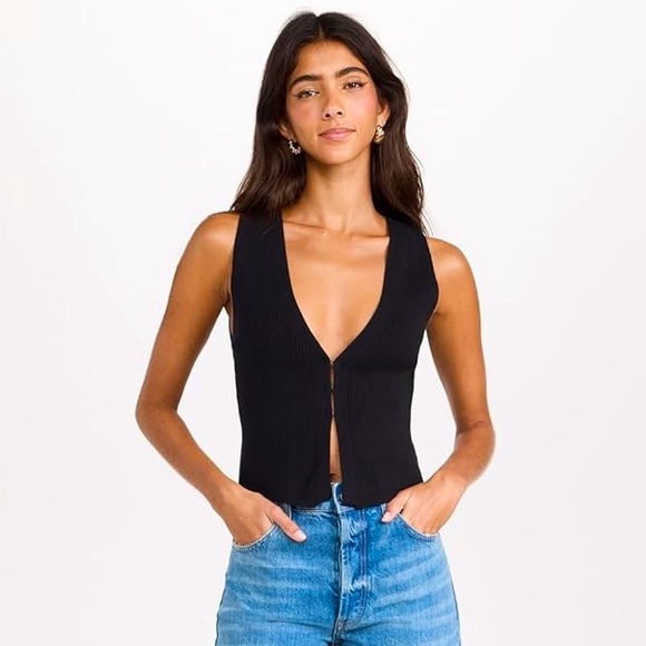 Reformation Myrtle Cotton Sweater Vest - Picture 1 of 5